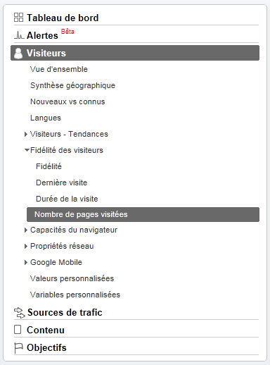 Google analytics pages-visitees